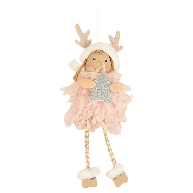 Gibobby Adornos de muñecos de peluche para decoraciones para árboles de Navidad Amuletos colgantes Adornos para árboles de Navidad Decoraciones(Rosa)