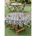 thumbnail image 4 of Outdoor Tablecloth with Umbrella Hole for Patio/Picnic/Party/Camping, Black White Morocco Waterproof Table Cloth Round Cover Washable, Modern Abstract Classic Geometric (Dia 54"), 4 of 8