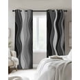 thumbnail image 3 of Abstract Black Moire Blackout Curtains 72 Inches Length, Gradient Coastal Ocean Geometric Waves Window Treatment Thermal Insulated Drapes for Bedroom Living Room 2 Panels 104x72 Inches, 3 of 8