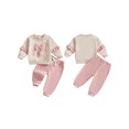 thumbnail image 3 of Loicainy Baby Toddler Girls 2-piece Outfit, 6 12 18 24 Months 2T 3T Long Sleeve Crew Neck Bow Sweatshirt with Elastic Waist Sweatpants Fall Clothes Set, 3 of 9