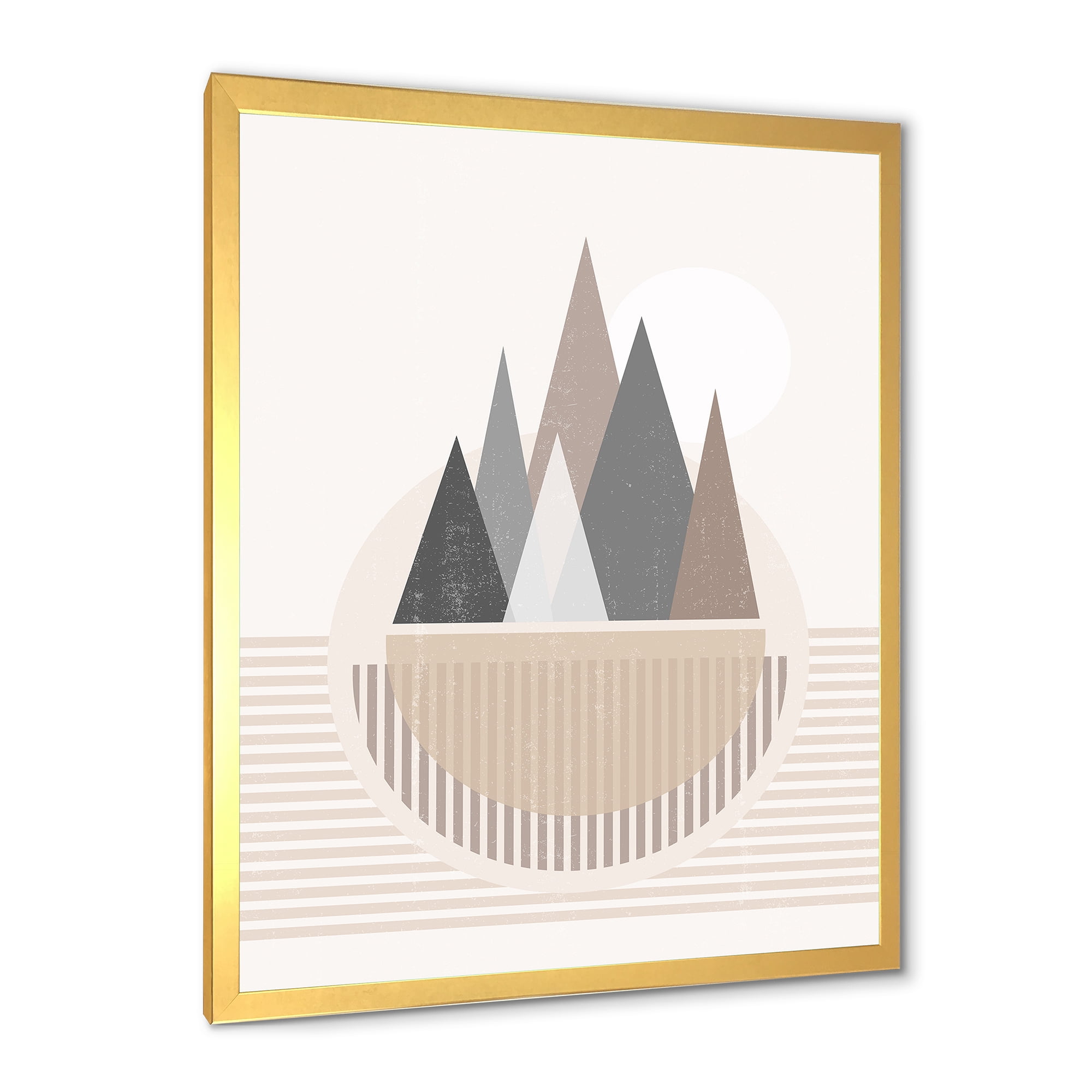 Designart 'Abstract Moon and Sun In Mountains III' Modern Framed Art Print