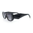 thumbnail image 5 of Womens Mod Bold Geometric Bevel Narrow Rectangle Minimal Plastic Sunglasses Black - Smoke, 5 of 6