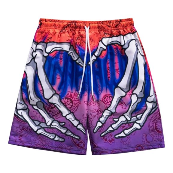 Lerpwige Fashion Beach Shorts Elastic Waist Quick Dry Shorts 3D Print for Men