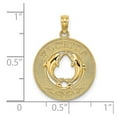 thumbnail image 2 of 14k Gold Florida Round Frame With Dolphins In Center Charm 24.7x19.1mm Wide 2mm Thick Pendant Necklace for Women, 2 of 2