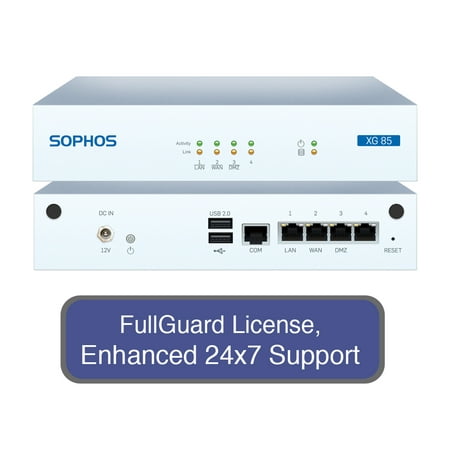 Sophos XG 85 Next-Gen Firewall TotalProtect Bundle with 4 GE ports, FullGuard License, 24x7 Support - 3