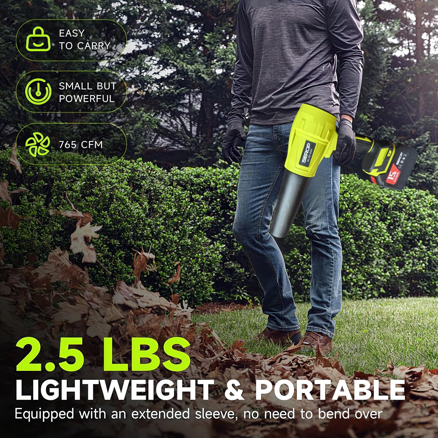 Leaf Blower Cordless with Battery and Charger,580000RPM Lightweight Mini Leaf Blower,21V Handheld Electric Blower with 2×4.0Ah Batteries & Fast Charger,Turbo Jet Blower for Lawn,Yard,Garage