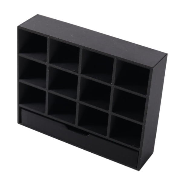 Vitrina organizadora mini a escala 1/12 para exhibir colecciones y manualidades con 12 cuadrículas negro