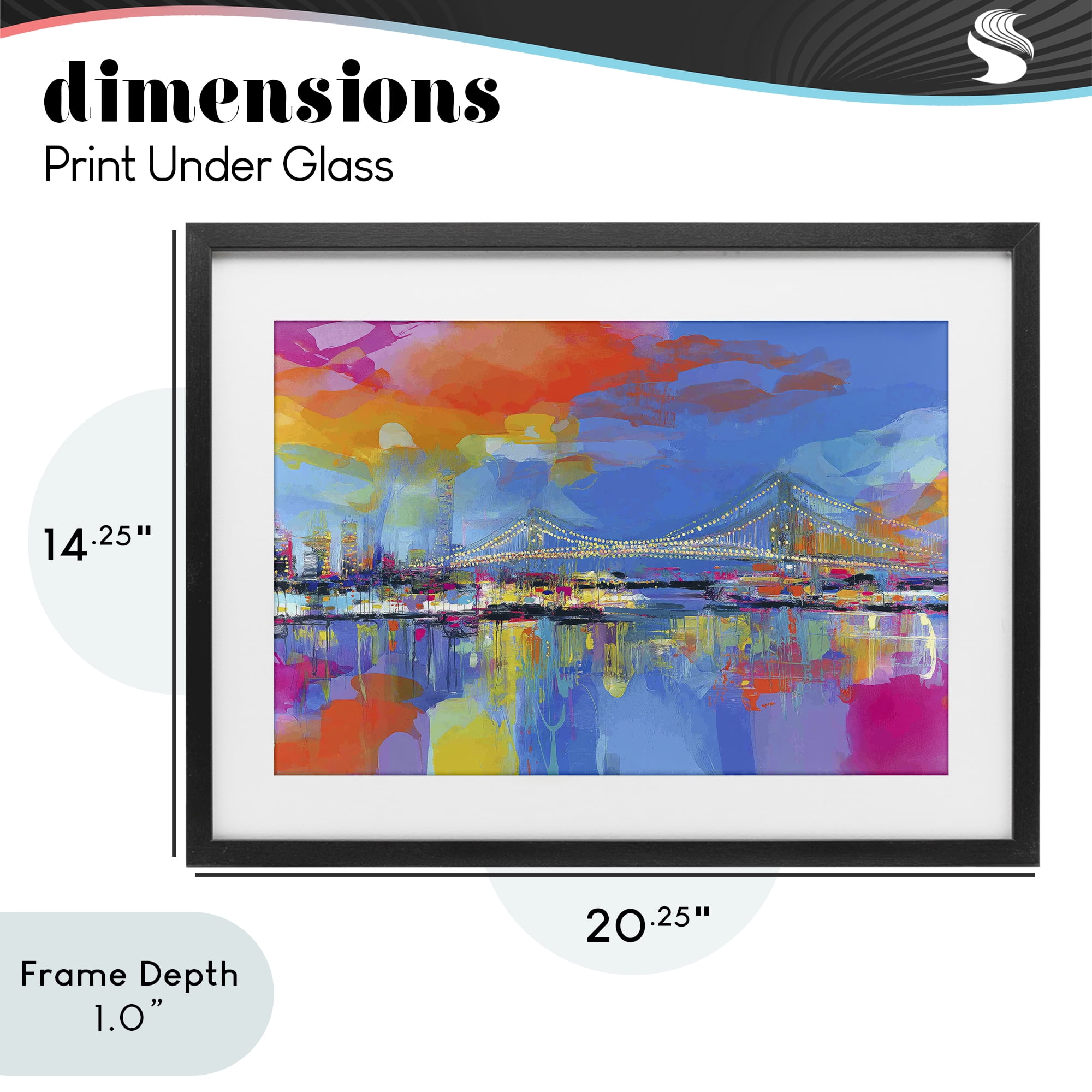 Stupell Industries Bay Bridge Aglow at Sunrise Black Framed Print Under Glass, design by Chromatic Storm Studio