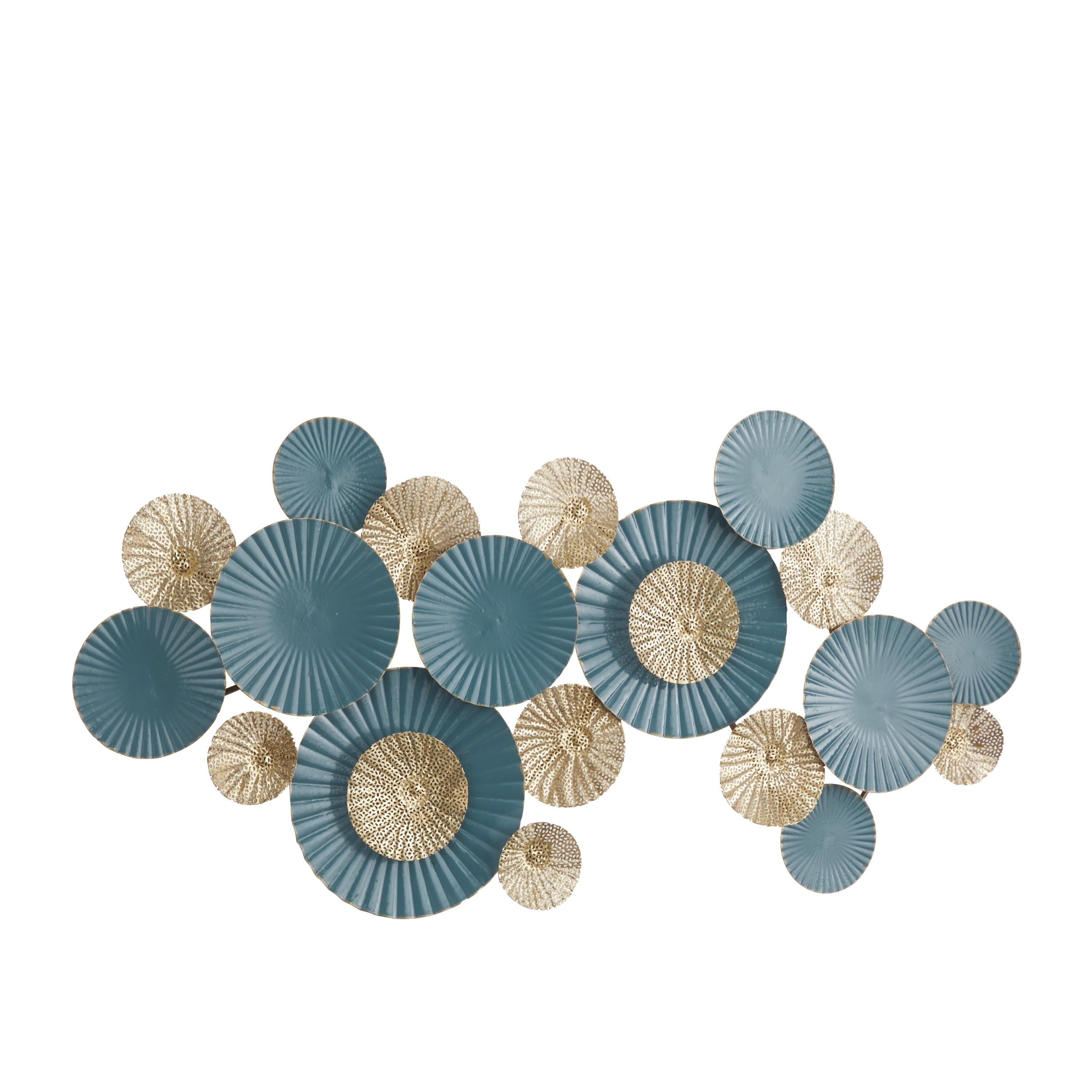 DecMode Teal Metal Plate Wall Decor with Textured Pattern