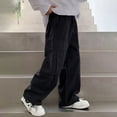 thumbnail image 5 of Boys Joggers Elastic Waisted Althetic Cargo Pants Casual Wide Leg Sweatpants with Pockets Size 5-15, 5 of 6