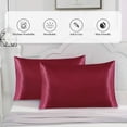 thumbnail image 2 of Astarin Satin Silk Pillowcase for Hair, Wine Queen Size silk pillow, Satin Pillow Covers 2 Pack with Envelope Closure, 20x30 Inches, 2 of 7