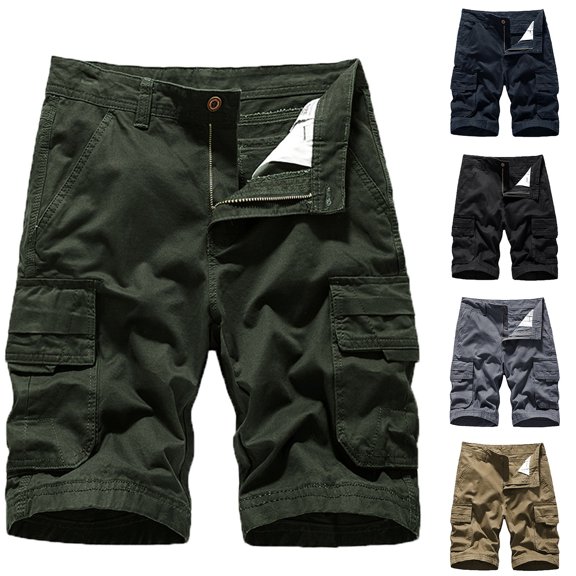 Cllios Mens Cargo Shorts Below the Knee Summer Outdoor Workout Shorts Stretch Travel Gym Shorts with Multi Pockets