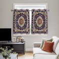 thumbnail image 5 of Navy Blue Boho Kitchen Curtains Short 45 Inch Length, Contemporary Abstract Ethnic Vintage Geometric Grommet Bedroom Living Room Curtains, Light Filtering Cafe Curtain Drapes 2 Panels Set 84''x45'', 5 of 9