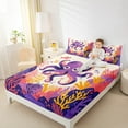 thumbnail image 4 of Manfei Kawaii Ocean Octopus Full Size Sheets,Colorful Undersea Coral Bed Sheets,Purple Orange Sheet Sets For Teens,Ultra Soft Home Decor,4-Piece, 4 of 7