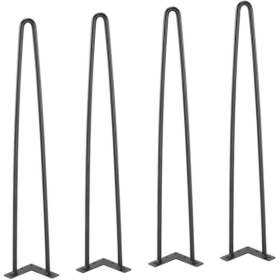28" Hairpin Furniture Legs,500lbs Load Capacity with Rubber Floor Protectors,  Coffee Table, Desk,  Metal Heavy Duty Sturdy Modern Table Legs,Metal Home DIY Projects for Nightstand, 4PCS Black