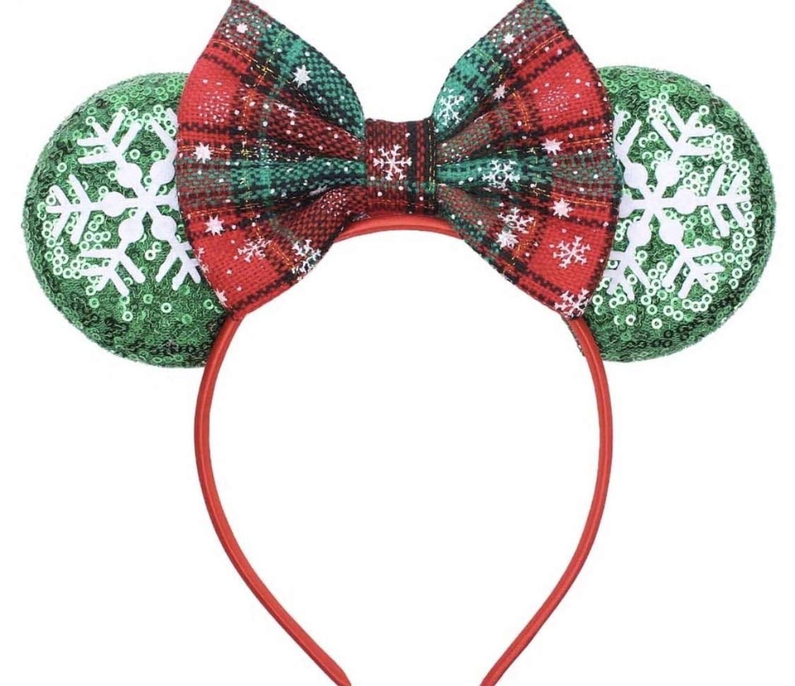 Christmas Mickey Ears Headband  Holiday Minnie Ears  Christmas Minnie Ears  Disney Ears Headband  Custom Mickey Ears