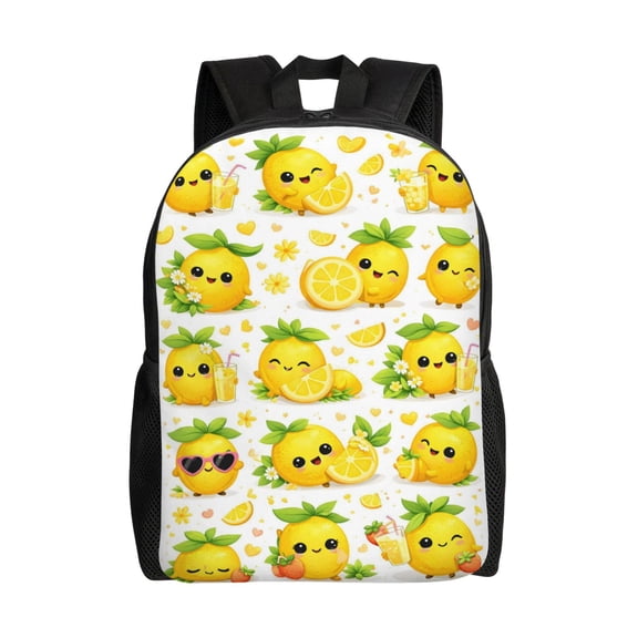 Cute Lemon Characters Backpack Large Capacity Laptop Bag for Men and Women