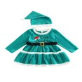 thumbnail image 1 of PENGXIANG Kid Noël Robe Col Rond Lettre Manches Longues Robe avec Ceinture Santa Chapeau, 1 of 6