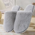 thumbnail image 3 of Nvzi Pantuflas grises cálidas con suela plana de felpa para uso doméstico. Pantuflas cálidas con plataforma para un solo pie. Pantuflas de felpa talla 40-41, 1 par., 3 of 5