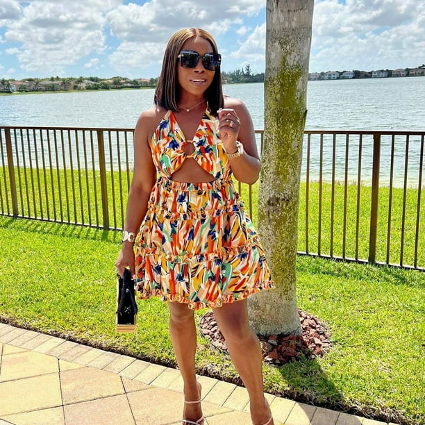 funky dress for ladies Dresses Women's Summer Elegant, Funky Printed Dress Women's Light and Airy Swing Dress Fashion Casual Dress V-Neck Tunic Dress Loose Comfortable Beach