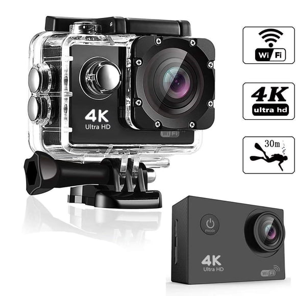 Cámara de Acción, 4K, 20MP, Impermeable, 40M, WiFi, Gran Angular, Control Remoto, Deportes, Acuática, Kit Accesorios