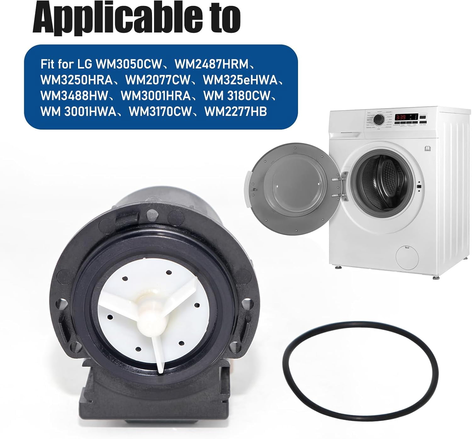 Aniceparthy WM2277HB Washer Drain Pump Replacement for LG WM3050CW, WM2487HRM, WM3250HRA, WM2077CW,WM3250HWA WM3488HW WM3001HRA WM3180CW WM3001HWA WM3170CW