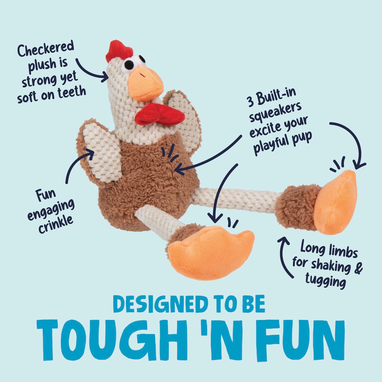 goDog Farm Friends Rooster Plush Dog Toy, Medium photo 4
