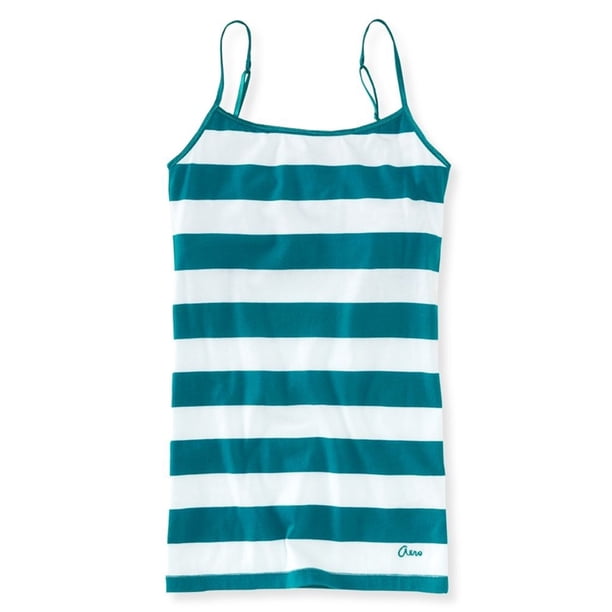 Aeropostale - Camiseta de tirantes para mujer, diseño de rayas, color verde, pequeño Aeropostale Cami