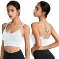 thumbnail image 5 of VISALY strappy sports bra Racer Back Sports Bra for Women, Women's Cross Back Sports Bra Padded Straps Cross Cropped Bra for Yoga Exercise, Womens White Sports Bra Strappy Sports Bra, White,XXL, 5 of 5
