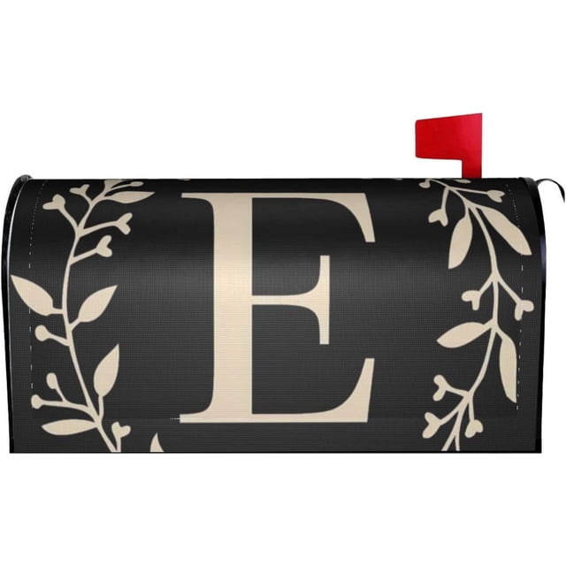 Classic Monogram Letter E Mailbox Cover Magnetic Standard Size Waterproof Letter Post Box Cover Wrap Oversize Decoration Welcome Home Garden Outdoor 21" Lx 18" W