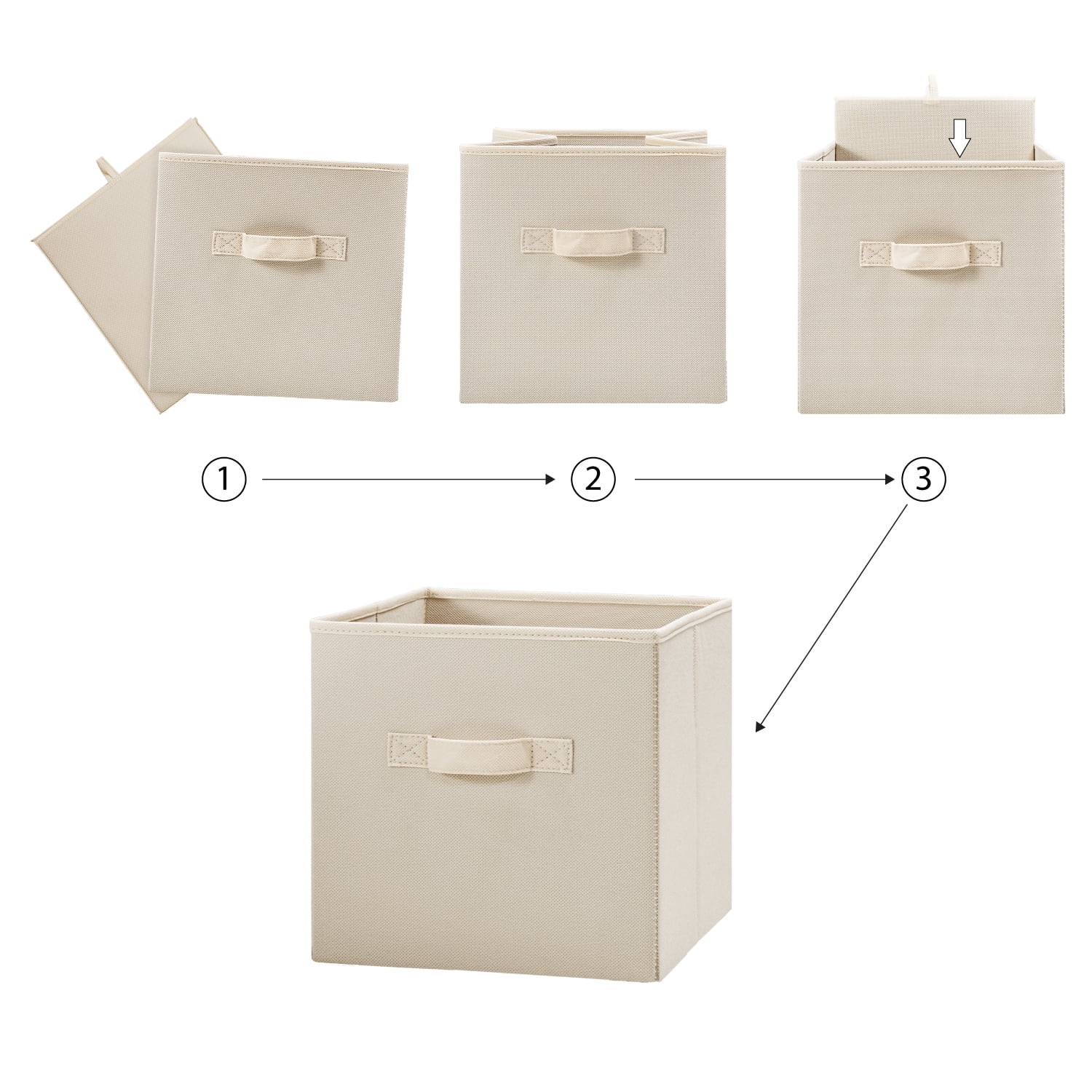 Mainstays Collapsible Cube Fabric Storage Bins, Papyrus Beige, 6 Pack