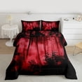 thumbnail image 2 of Feelyou Jungle Nature Scenery Queen Comforter Set for Adult, Red Natural Pine Tree Bedding Sets, Countryside Reversible Bedding Comforter Set, Ultra Soft Home Decor, 3-Piece, 2 of 8