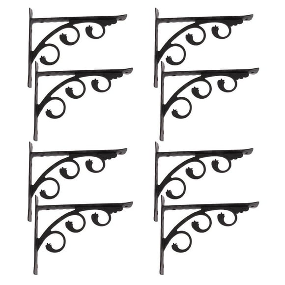 Shelf Bracket Black Metal Shelf Brackets Shelf Brackets Heavy Duty Beams Shelf Bracket Wall Bracket, 4 Pairs