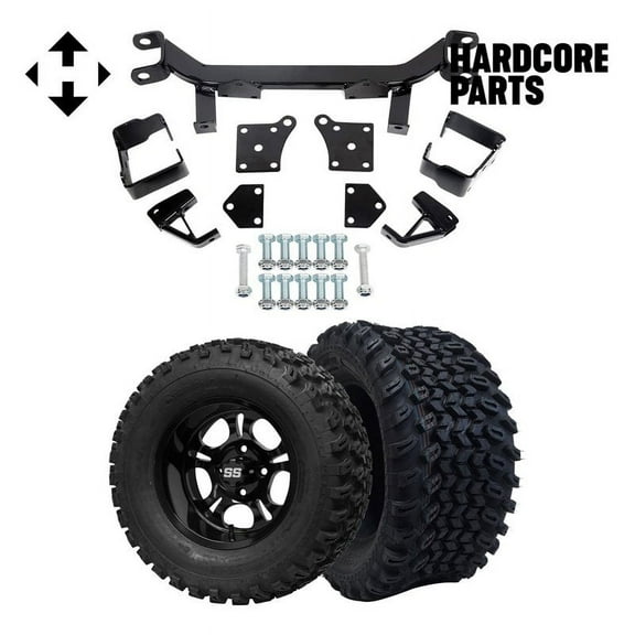 Hardcore Parts 6" Drop Axle Lift Kit for EZGO TXT/PDS (1994.5-2001.5) Electric Golf Cart with 12" Black 'DARKSIDE' Wheels and 23"x10.5"-12" All-Terrain tires