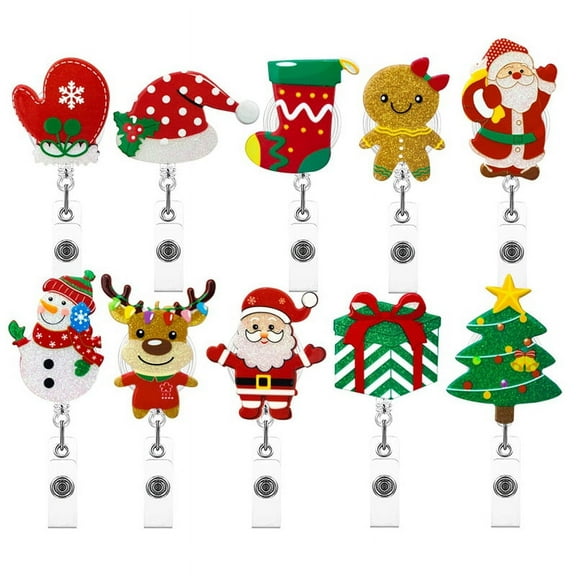 Christmas Badge Reel Felt Badge Holder,for Nurse Teacher Doctor Women Men Office Stocking C624