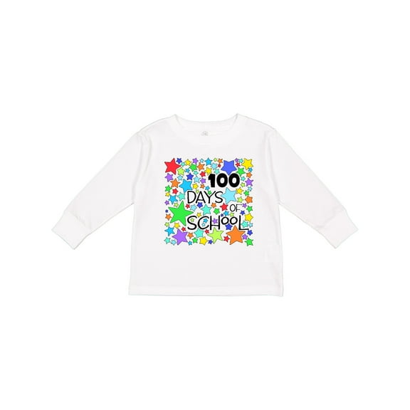 Inktastic 100 Days of School Colorful Stars Boys or Girls Long Sleeve Toddler T-Shirt
