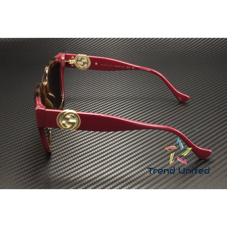 GUCCI GG1023S 009 Rectangular Havana Burgundy Brown 54 mm 