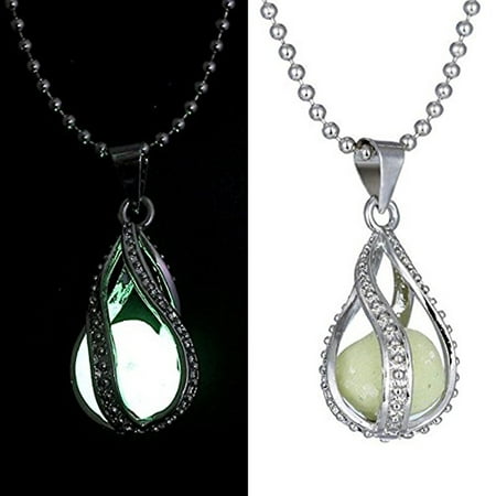 Fashion Magic Teardrop Necklace Glow in the Dark Pendant Chain Mermaid Necklace for Girls Ladies
