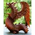 thumbnail image 6 of Wooden Dragon Handmade Sculpture Statue Handcrafted Gift Art Decorative Home Decor Figurine Accent Decoration Artwork Hand Carved Size: 12" tall x 10" wide x 5" deep, 6 of 9