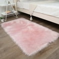 thumbnail image 2 of Ghouse Rectangular Pink Area Rug 3x5 feet, Thick and Fluffy Faux Sheepskin Machine Washable Rectangular Plush Carpet, Faux Sheepskin Rug for Living Room, Bedroom, Kids Room, 2 of 6