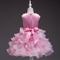 thumbnail image 5 of hengsof Girls Fashion Solid 3D Floral Bow Sleeveless Round Neck Mesh Dress for Wedding Party 3-10 Years Flower Girl Formal Gown, 5 of 5
