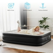 Queen Size 16 Air Mattress with Built-in Pump, Inflatable Bed for Camping & Guests, Blow up Indoor Airbed