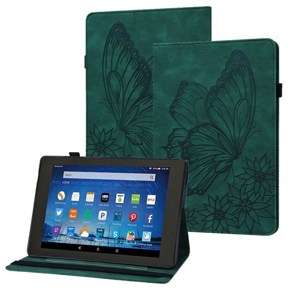 XYX Case for Kindle Fire HD 8 (12th Generation, 2022 Release), Retro Butterfly Slim Folio Stand Cover (Green)