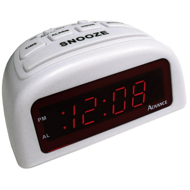 Advance Euro 0.6" LED White Case Alarm Clock Snooze Repeats Every Nine