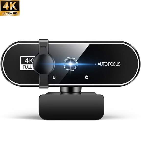 RONY 4K Webcam with 2 Microphones for Laptop, Autofocus Webcam with Noise-cancelling, Conference Streaming PC USB Webcam, Black