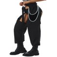 thumbnail image 3 of Women Crotchless Trousers Solid Color Long Pants with Chain Belt, 3 of 6