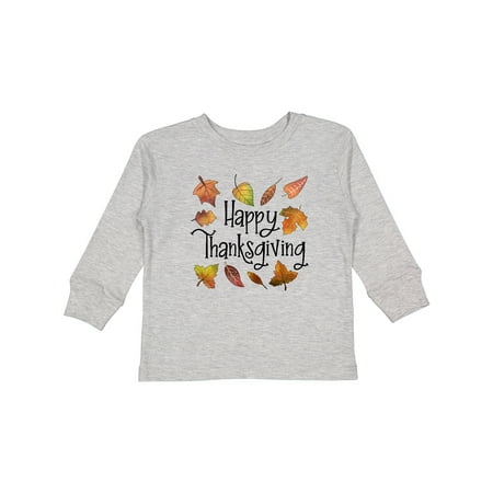

Inktastic Happy Thanksgiving Fall Leaves Boys or Girls Long Sleeve Toddler T-Shirt