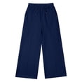 thumbnail image 6 of Letdown Girls' Solid Wide-Leg Lounge Pants, Casual Front Seam Detail Elastic Waist with Drawstring and Pockets for Kids 7-14 Years, 6 of 7