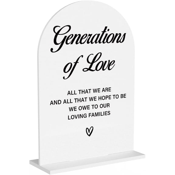 Acrylic Wedding Sign Generations of Love Sign for Wedding Wedding Signs for Ceremony Modern Calligraphy Arch Acrylic Table Top Sign for Wedding Reception and Event Party Table(white)