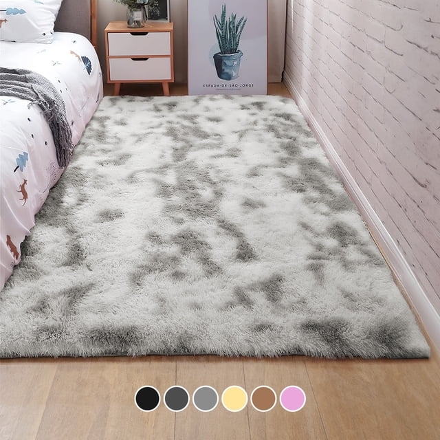 Alfombra De Sala Suave Decorativa Tapete Cuarto Afelpada 160x120 Cm Poliéster Antideslizante Blick Color Gris